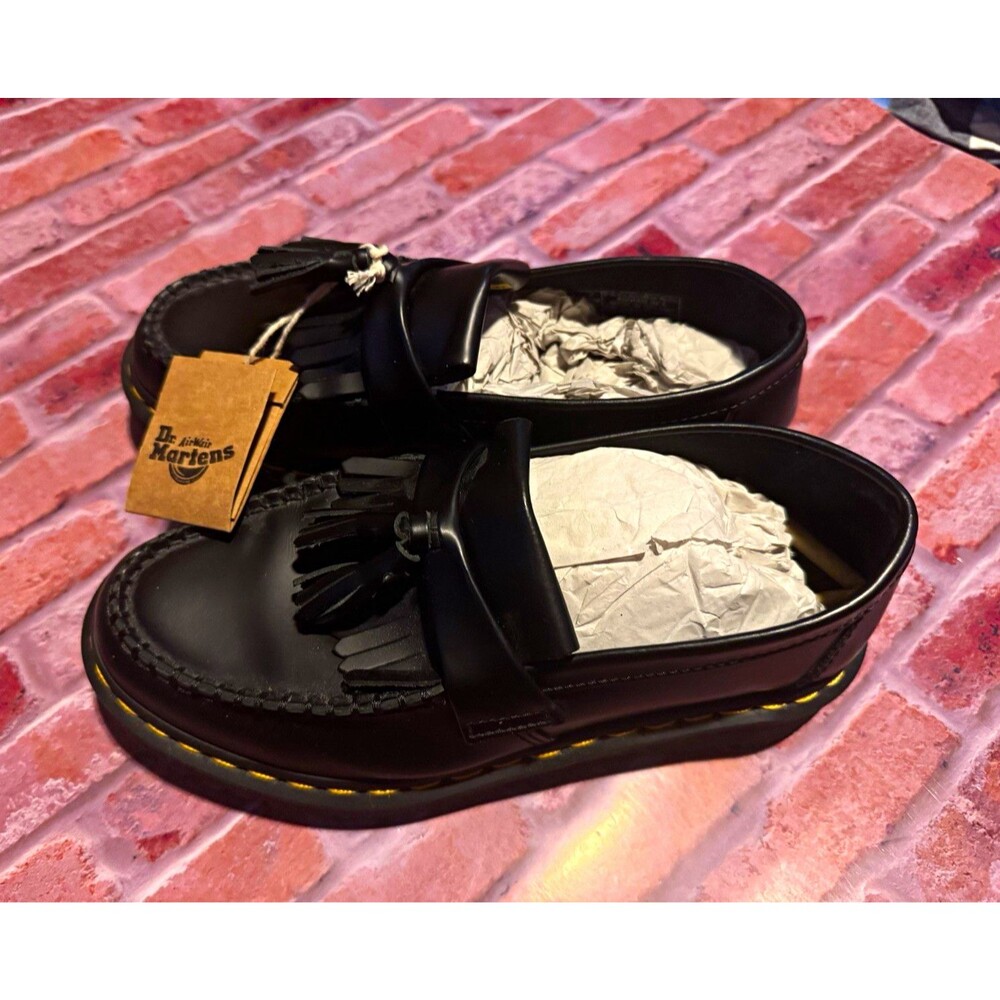 Dr. Martens Adrian Bex Black Leather Tassel Loafers Slip-On Men US 7 EU39